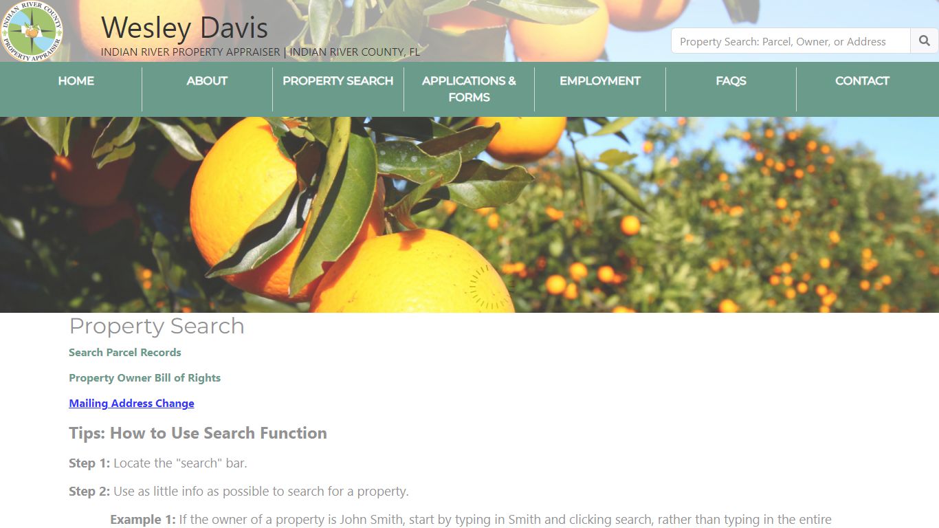Indian River County Auditor - Property Search Page